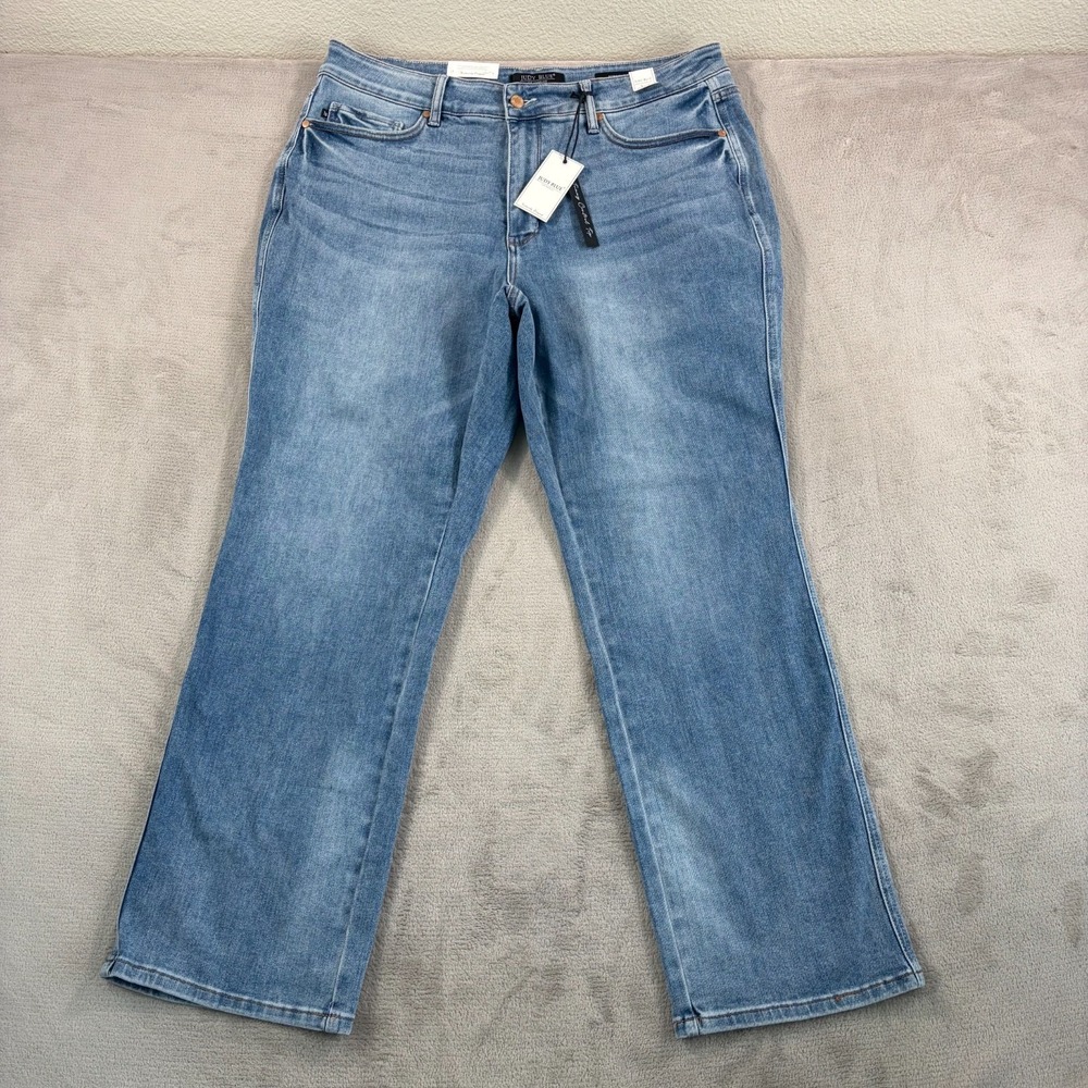 Judy Blue High Waist Tummy Control Contrast Wash Straight Denim Jeans Women 20W